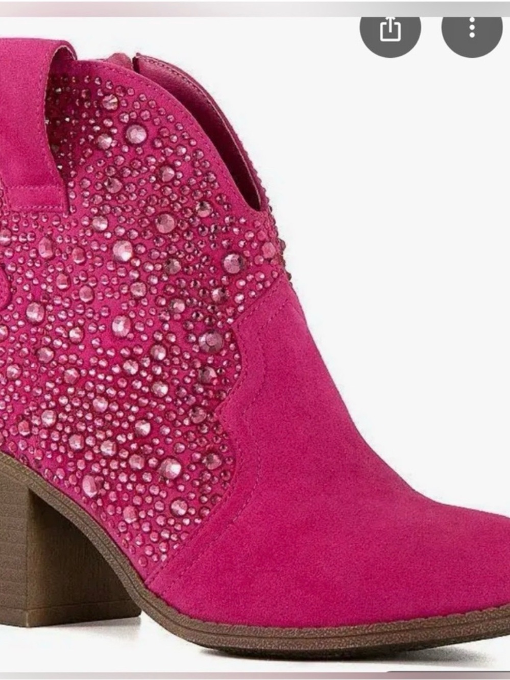 Sugar Fuchsia Suede Rhinestone Ankle Boots